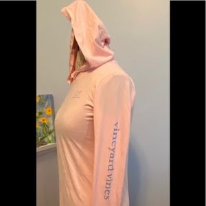 Vineyard Vines long pink hooded swim cover-up
